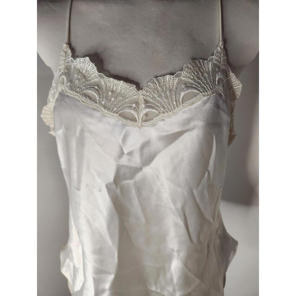 VTG Y2K Victorias Secret Gold Label Babydoll Fairy Cami Top White Satin Lace LG